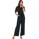 Vince Camuto Women's Elbow Sleeve Ditsy Re-Set Belted Jumpsuit