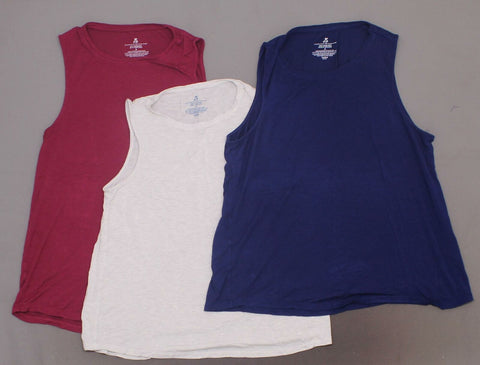 Jane and Bleecker Women's 3 Pack Lounge Tank Tops Plum / Oatmeal / Blue Medium