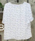 Cece Women's Toile Print Ruffle-Sleeve Button Front Blouse