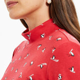Karen Scott Women's Skiing Penguins Printed Mock Neck Top