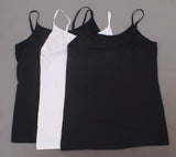 Felina Women's 3 Pack Cotton Stretch Camisoles Black/ White/ Black Large