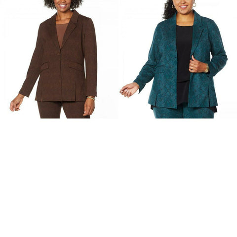 DG2 by Diane Gilman Women's Plus Size Stretch Knit Ponte Blazer Jacket