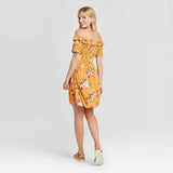 Xhilaration Women's Floral Print Short Sleeve Smocked Top Dress