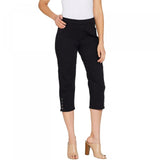 Susan Graver Women's Stretch Twill Pull-On Pants With Button Detail