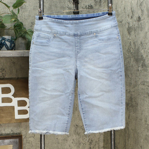 DG2 by Diane Gilman Classic Stretch Pull On Bermuda Shorts Chambray Large