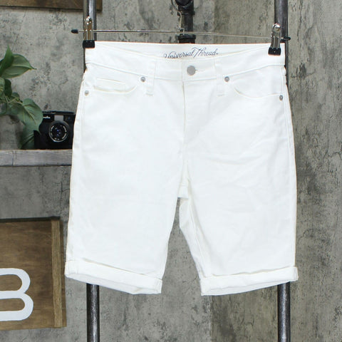 Universal Thread Women's High Rise Double Cuff Bermuda Jean Shorts White 0