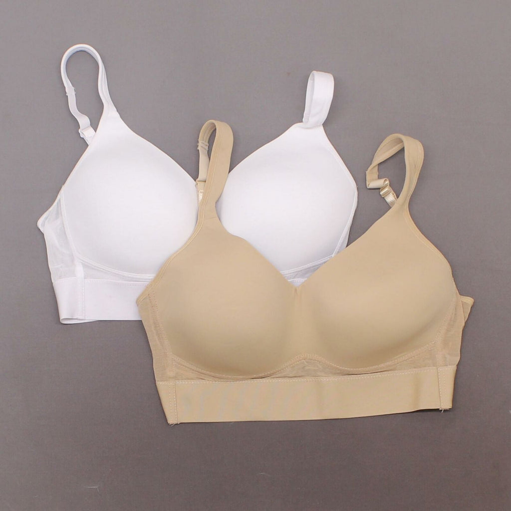 Rhonda Shear 2 Pack Mesh Back Detail Molded Cup Bras White/ Nude Large –  Biggybargains