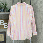 Denim & Co. Women's Yarn Dyed Stripe Stretch Poplin Big Shirt