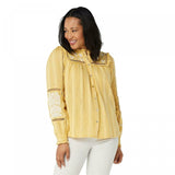 LOGO by Lori Goldstein Lavish Embroidered Textured Woven Blouse