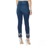 DG2 by Diane Gilman Women's Petite Embroidered Hem Ankle Jeans