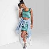Wild Fable Women's Scoop Neck Sweater Knit Tank Top Teal Blue XL