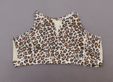 WVVY Plus Size Power High Neck Mesh-Inset Sports Bra Natural Leopard 3X