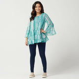 LOGO by Lori Goldstein Printed Chiffon Blouse With Tank Top