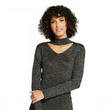 Xhilaration Women's Metallic Cutout Sweater Top Black