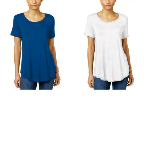 NWT JM Collection Petite Short Sleeve Shirttail Hem Knit Top. 88144UL477 PL