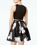 Sequin Hearts Women's Floral Double Lined A-Line Skirt. 9443PZ1P Black Small