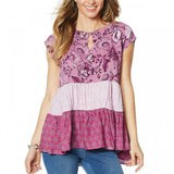 DG2 by Diane Gilman Women's Multi Print Tiered Tunic Top