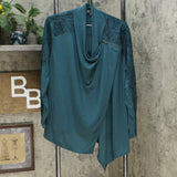DG2 by Diane Gilman Eco-Ponte Knit Drape Front Easy Jacket Green Snake Medium