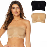 Rhonda Shear 2 Pack Seamless Underwire Bandeau Bras Black/ Nude Small