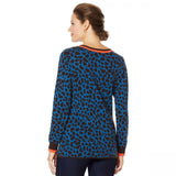 Lemon Way Women's Animal Print Varsity Sweater