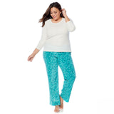 Maidenform Women's Plus Size Ribbed Top And Fleece Pant Pajama Set