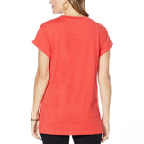 DG2 by Diane Gilman Women's Embellished Cuff Sleeve Top Red Plus 1X