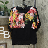 NWT DG2 By Diane Gilman Womens Print/Solid Dolman-Sleeve Top. 677334 X-Small