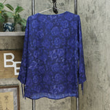 DG2 by Diane Gilman Women's Floral Cinch Sleeve Blouse