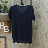 DG2 by Diane Gilman Butterfly Burnout Printed And Embellished Top Navy Medium