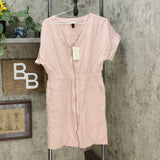 Universal Thread Women's Short Sleeve Zip Up Elastic Waist Dress