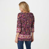 Susan Graver Plus Size Weekend Printed Cotton Modal Tunic Top