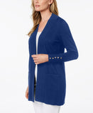 JM Collection Women's Open Front Cardigan Sweater With Sleeve Button Accents