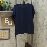 DG2 by Diane Gilman Women's Tie Dye Side T-Shirt Navy Large