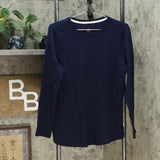 Isaac Mizrahi Live! Women's Pima Cotton Crew Knit Top Dark Navy Medium