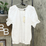 Universal Thread Women's Short Sleeve Round Neck Eyelet Top