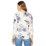 Daniel Rainn Women's Plus Size Knit Lace Yoke 3/4 Sleeve Top