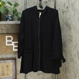 Rhonda Shear Women's Plus Size Hooded Zipper Front Jacket Black 3X
