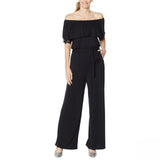 Colleen Lopez Women's Off the Shoulder Jumpsuit With Lace Detail Black Medium