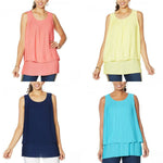 DG2 by Diane Gilman Women's Front Pleated Mixed Media Easy Tank Blouse