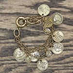 Patricia Nash Women's World Coin Triple Strand Dangle Bracelet