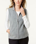 Karen Scott Petite Princess Seam Zeroproof Full Zip Fleece Vest