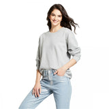 Mossimo Women's Faux Pearl Pullover Sweatshirt Grey Small