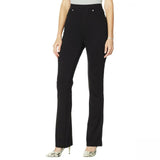 DG2 by Diane Gilman Pull On Stretch Ponte Boot Cut Pants Black Petite Small