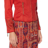 Curations Women's Studded Faux Suede Jacket