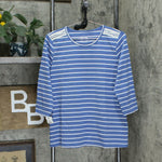 Denim & Co. Women's Striped Jersey 3/4 Sleeve Knit Top