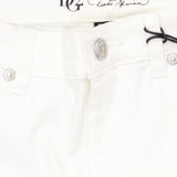 DG2 by Diane Gilman Womens Embellished Side Stripe Fringe-Hem Jean White 8