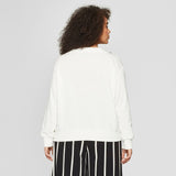 Who What Wear Plus Size Button Shoulder Long Sleeve Sweatshirt Cream 1X