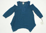Knox Rose Women's Crochet Yoke Smocked Cold Shoulder Top