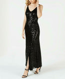 Nightway Women's Geo Sequined Long Gown. 21738 Black 8