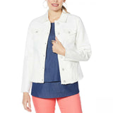 NWT DG2 By Diane Gilman Womens Frayed-Hem Denim Jacket. 724439 Medium